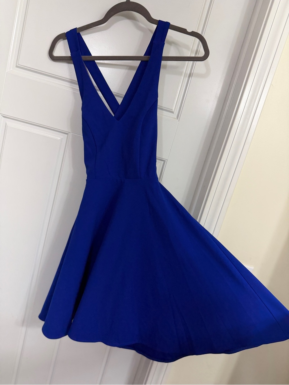 Lulu's Cobalt Blue V-Neck Fit & Flare Mini Dress